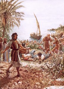 Jesús enseñando desde el bote de pesca de Pedro