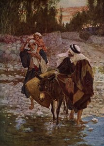 María, José y Jesús viajan a Egipto - Biblia de William Brassey Hole