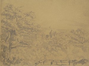 Recto: Paisaje rural con monasterio de William Brockedon