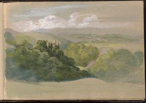 Vista del castillo de Berry Pomeroy de William Brockedon