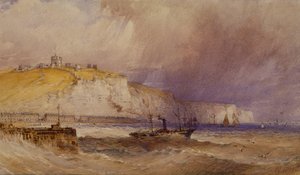 Un vapor de paletas saliendo del puerto de Dover, 1879 de William Callow