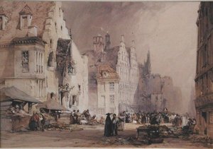 Un mercado callejero en Gante de William Callow