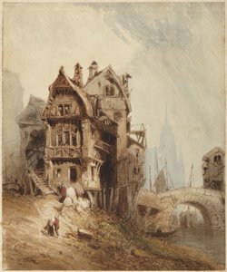 Casas junto al río de William Callow