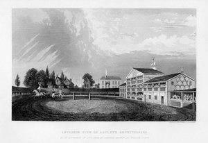 Vista interior del Anfiteatro de Astley en Londres como apareció en 1777, 1840