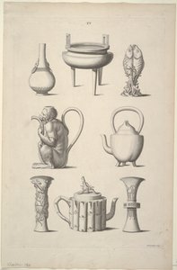 Diseños para vajilla, Placa XV de Diseños de edificios chinos, muebles, vestidos, máquinas y utensilios de William Chambers