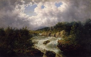Las cataratas de Tamahaka, condado de Cherokee, Carolina del Norte, c.1860-70 de William Charles Anthony Frerichs