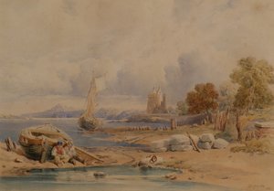 Castillo de Barnbougle cerca de Crammond en el Forth de Clarkson Frederick Stanfield