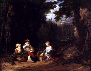 Niños Pequeños Recogiendo Lúpulo, c.1835 de William Collins