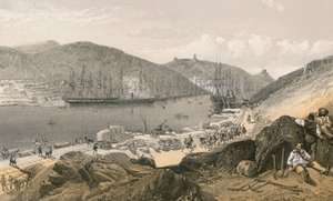 Balaklava mostrando el estado de los muelles y los barcos, en mayo de 1855 de William Crimea Simpson