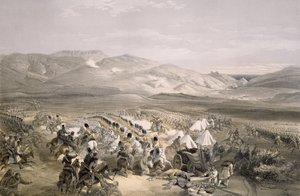 Carga de la Brigada de Caballería Pesada en la Batalla de Balaclava el 25 de octubre de 1854, grabado por E. Walker, pub. 1855 de William Crimea Simpson