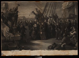Inglaterra y América. The Visit of Her Majesty Queen Victoria to the Arctic Ship Resolute December 16th 1856, c.1859 (grabado, punteado, tabla)