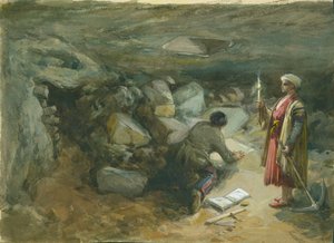 Cisterna excavada en la roca bajo el Arco de Robinson, Jerusalén, 1871