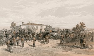 El cortejo fúnebre de Lord Raglan saliendo del Cuartel General de William Crimea Simpson