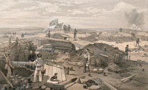 El interior del Redan, tomado desde su cara izquierda mirando hacia el ángulo saliente, mirando al sur de William Crimea Simpson