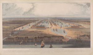 Una vista de los muelles de West India de William Daniell