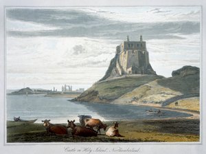 Castillo en la Isla Sagrada, Northumberland, 1822 de William Daniell