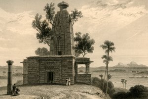 Templo hindú en Muddunpore, Bahar, 1835