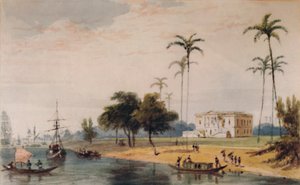 En la Casa del Jardín Reach, Calcuta, c. 1786-1791 (1935) de William Daniell