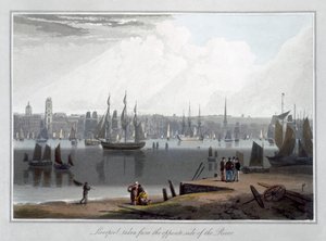 Liverpool, tomado desde el lado opuesto del río, 1815 de William Daniell
