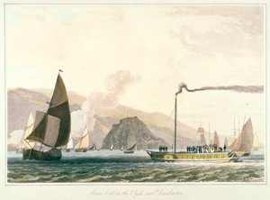 Barco de vapor en el Clyde cerca de Dumbarton, c1814