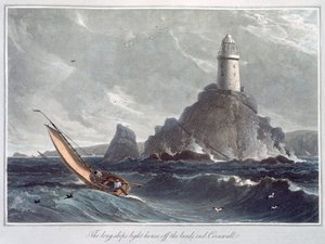 El Faro de Longships frente a Lands End, Cornwall, 1814 de William Daniell