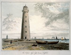 Los faros de Orford Ness, Suffolk, 1822 de William Daniell