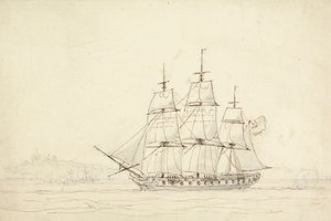 Barco de tres mástiles de William Daniell