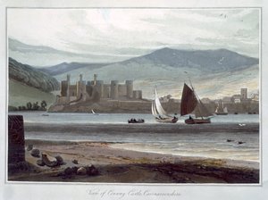 Vista del Castillo de Conway, Caernarvonshire, Gales de William Daniell