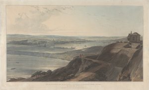 Vista de la ciudad y parte del puerto de Falmouth desde Pendennis Castel, Cornualles de William Daniell