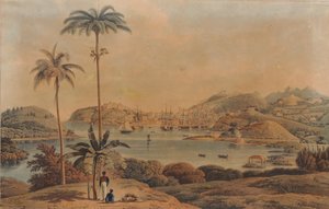 Vista de la ciudad de St. George y Richmond Heights en la isla de Granada, tomada desde la bahía por el teniente coronel Wilson, 1819