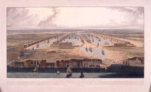 West India Docks, Poplar, Londres de William Daniell