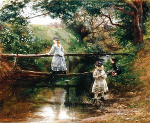 En el Tyne cerca de Ormiston - Niños recogiendo flores silvestres