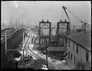 Oficinas de Montague Street de la New York Dock Company, tomadas desde el puente de la calle, Brooklyn, 17 de febrero de 1917 de William Davis Hassler