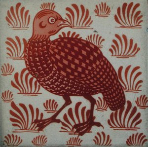 Azulejo con diseño de perdiz