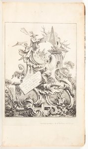 Frontispicio del Libro 4, en Ocho libros de Ornamento de William Delacour