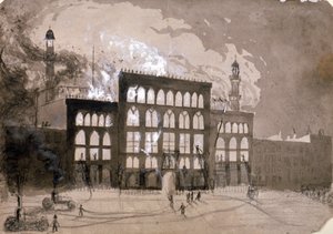 Incendio en el Teatro Alhambra, Leicester Square, Londres, 1882-1883 de William Dickes