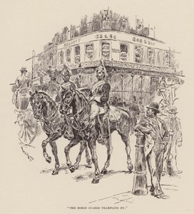 "Los guardias a caballo pisoteando" (grabado) de William Douglas Almond