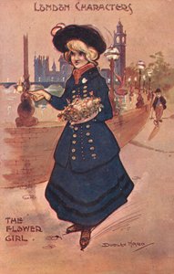 Personajes de Londres: la florista (litografía en color) de William Dudley Ward