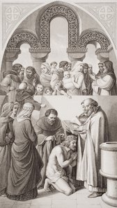 El bautismo del Rey Ethelbert (c.552-616) de Kent por San Agustín en Canterbury en 597, de 