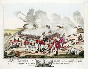 Batalla de Nueva Orleans y muerte del Mayor General Packenham el 8 de enero de 1815, pub. 1815 de William Edward (after) West