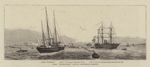 HMS Enchantress saliendo del Puerto de Portsmouth de William Edward Atkins