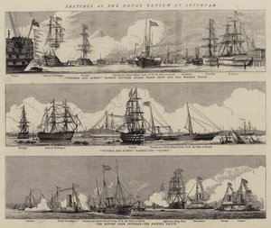 Bocetos en la Revisión Naval en Spithead (grabado)