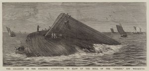 La colisión en el canal, intentando volar el casco del Forest, frente a Weymouth de William Edward Atkins