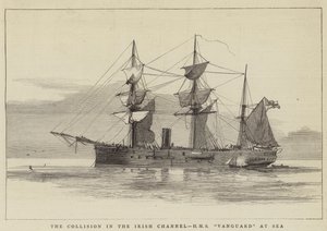La colisión en el Canal de Irlanda, HMS Vanguard en el mar de William Edward Atkins