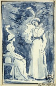 Dos mujeres con vestido de finales del siglo XVIII de William Edward Frost