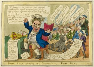 John Bull leyendo el extraordinario Libro Rojo