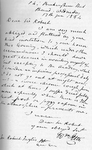 Una carta de William Etty, 17 de enero de 1844