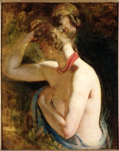 Desnudo de medio cuerpo, brazo derecho levantado a la cabeza