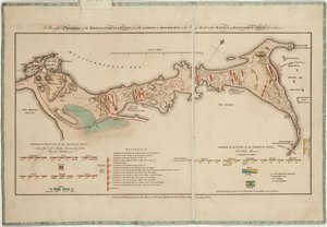 Plan de las operaciones de las fuerzas británicas en Egipto desde el desembarco en la bahía de Aboukir el 8 de marzo hasta la batalla de Alejandría el 21 de marzo inclusive.