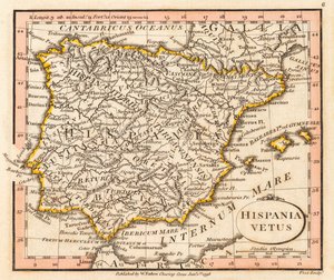 La antigua España y Portugal. Mapa.